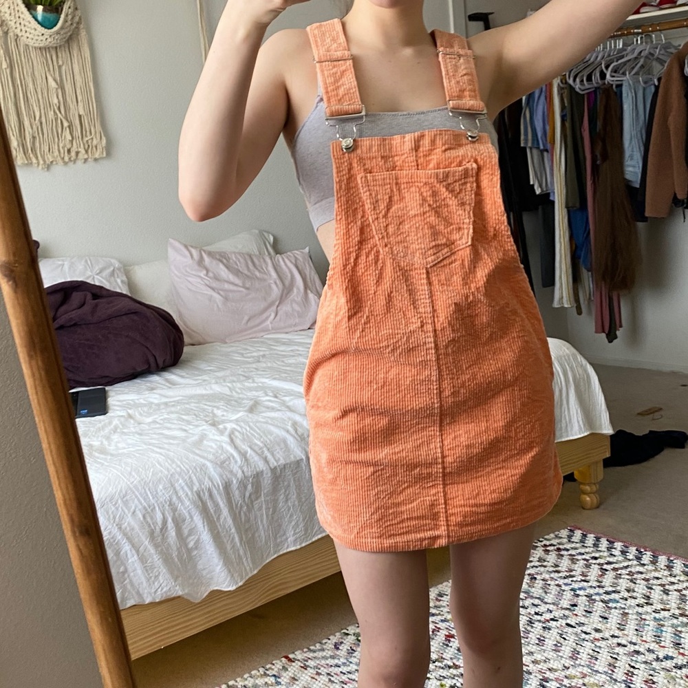 Coral overall dress